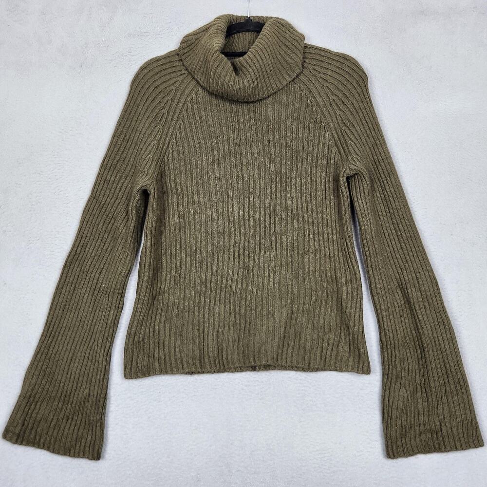 Banana Republic Sweater Womens Medium Green 100% Cashmere Bell Sleeves